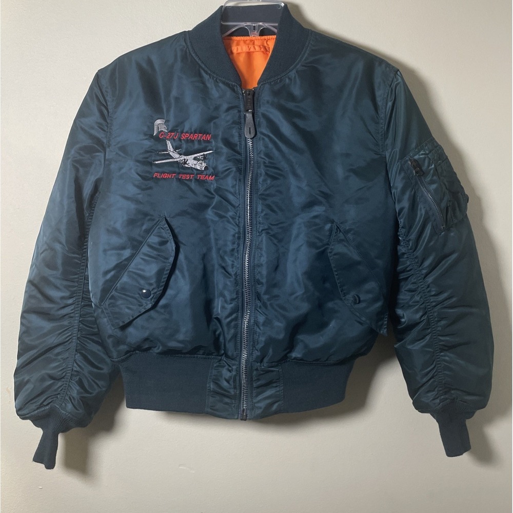 Alpha Industries MA-1 Bomber Flight Jacket Teal C-27J Spartan Flight Test Team
